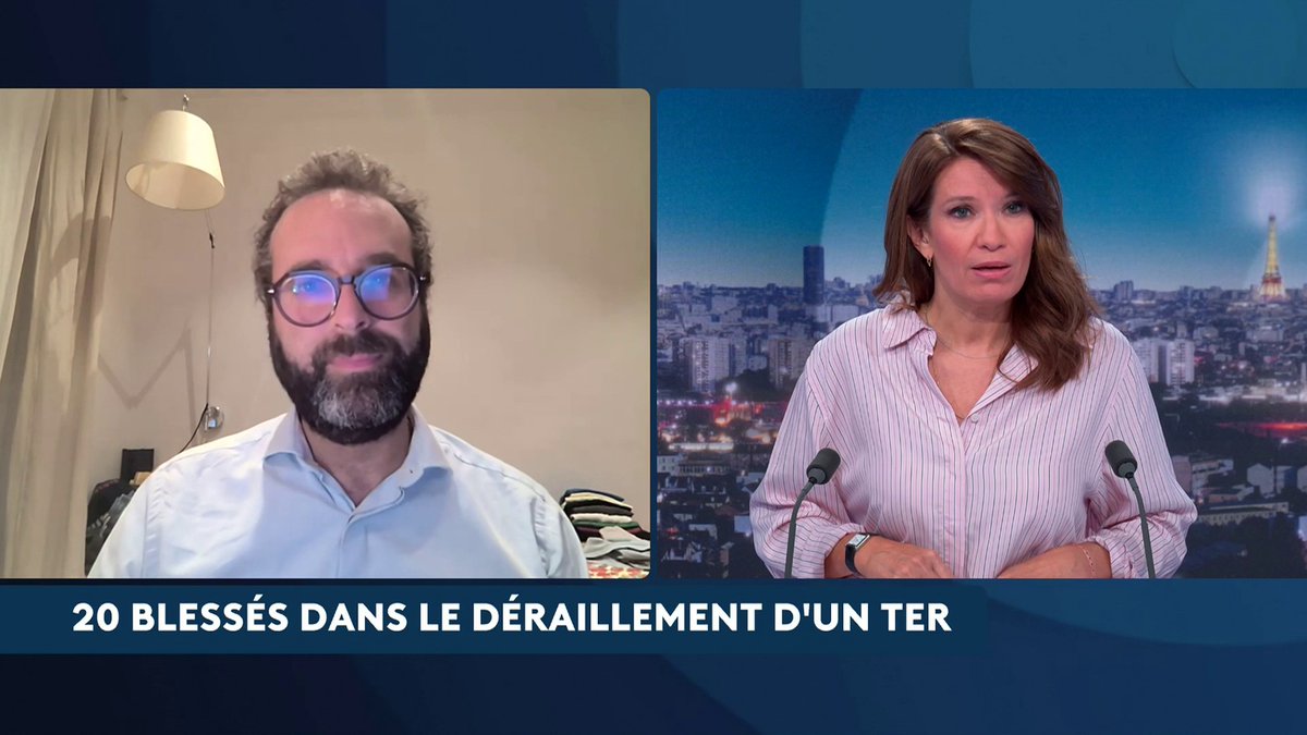 🔴 Déraillement d'un TER en Seine-Maritime : "C'est rarissime", note Arnaud Aymé, spécialiste des questions ferroviaires. Entre la SNCF et les secours, "il y a des procédures extrêmement préparées, extrêmement rodées", précise-t-il. #ASuivreAvecClaireElisabethBeaufort #canal16