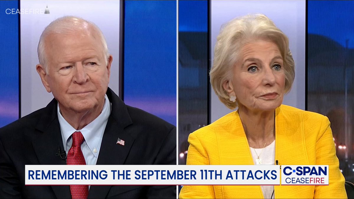 Ceasefire Saxby Chambliss: "It really was a 7/24 effort right after 9/11 to get together." Jane Harman Congress after 9/11: "Within a few days, we crafted the authorization to use military force." Dasha Burns hosts - 7:30pm ET on C-SPAN