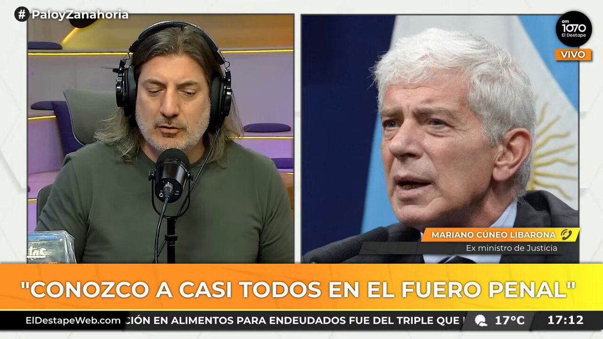 "Lago Escondido no es un delito. Fue un viaje de amigos, que van 3 días a un lugar de esparcimiento, no tienen ninguna causa en trámite ni vinculación jurídica, eso no es dádiva" ⚖️ Mariano Cúneo Libarona, exministro de Justicia, en #PaloYZanahoria 🥕 🔗 VIVO
