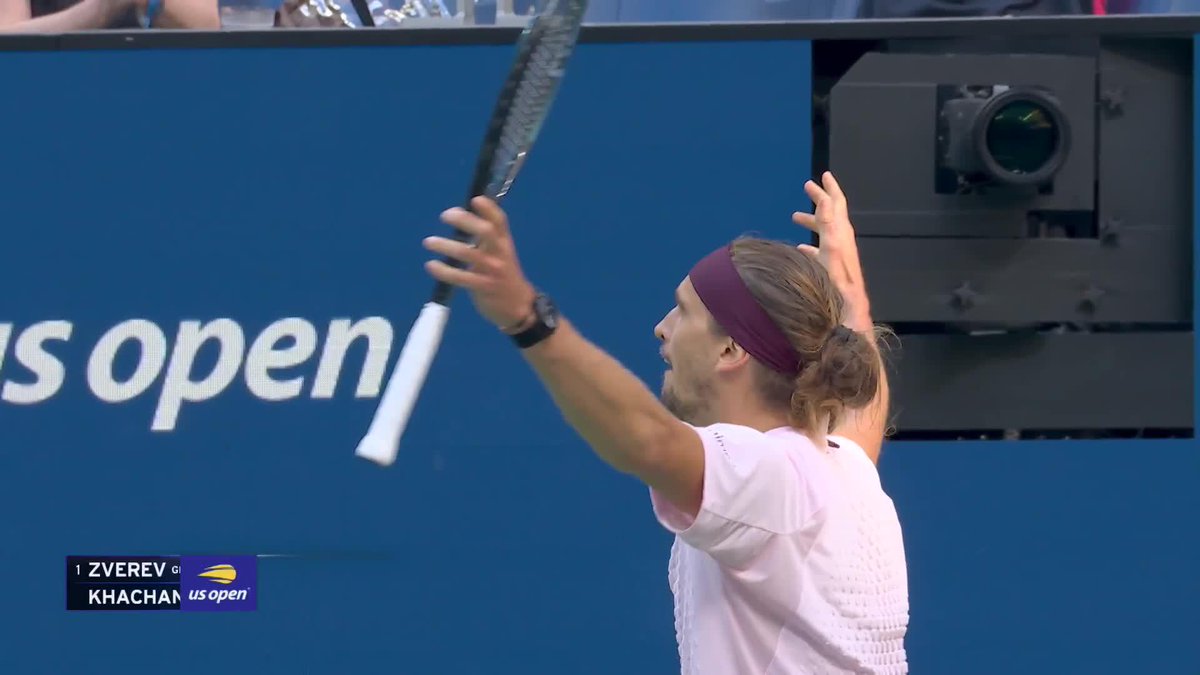 Alexander Zverev can't miss! The German comes through a 34-shot rally on set point and takes a two-set lead on Khachanov, 6-3, 7-6.