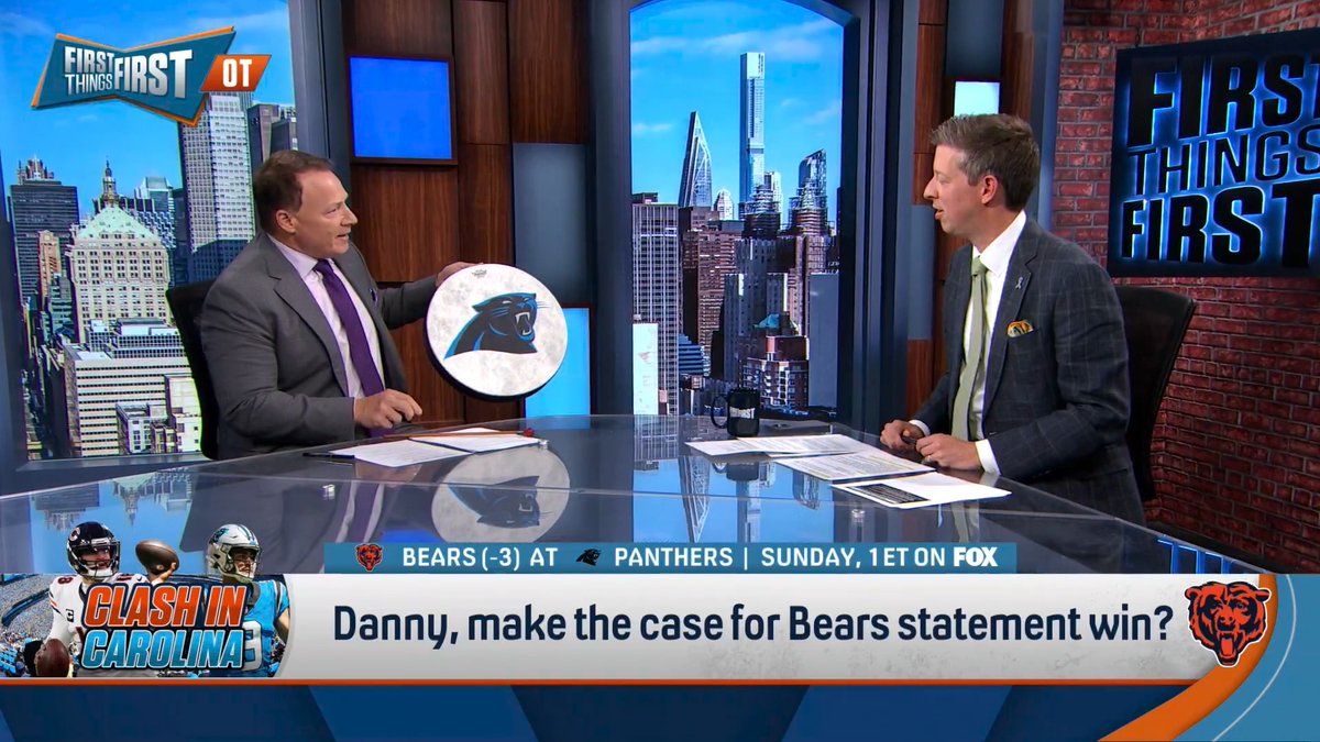 .Danny Parkins: “I believe the Bears have the better coach, they have the better quarterback. What are you doing??” Coach Mangini: “I’m banging the drum baby for Carolina! You do not get a drum like this because your team does not merit a drum.” 🥁