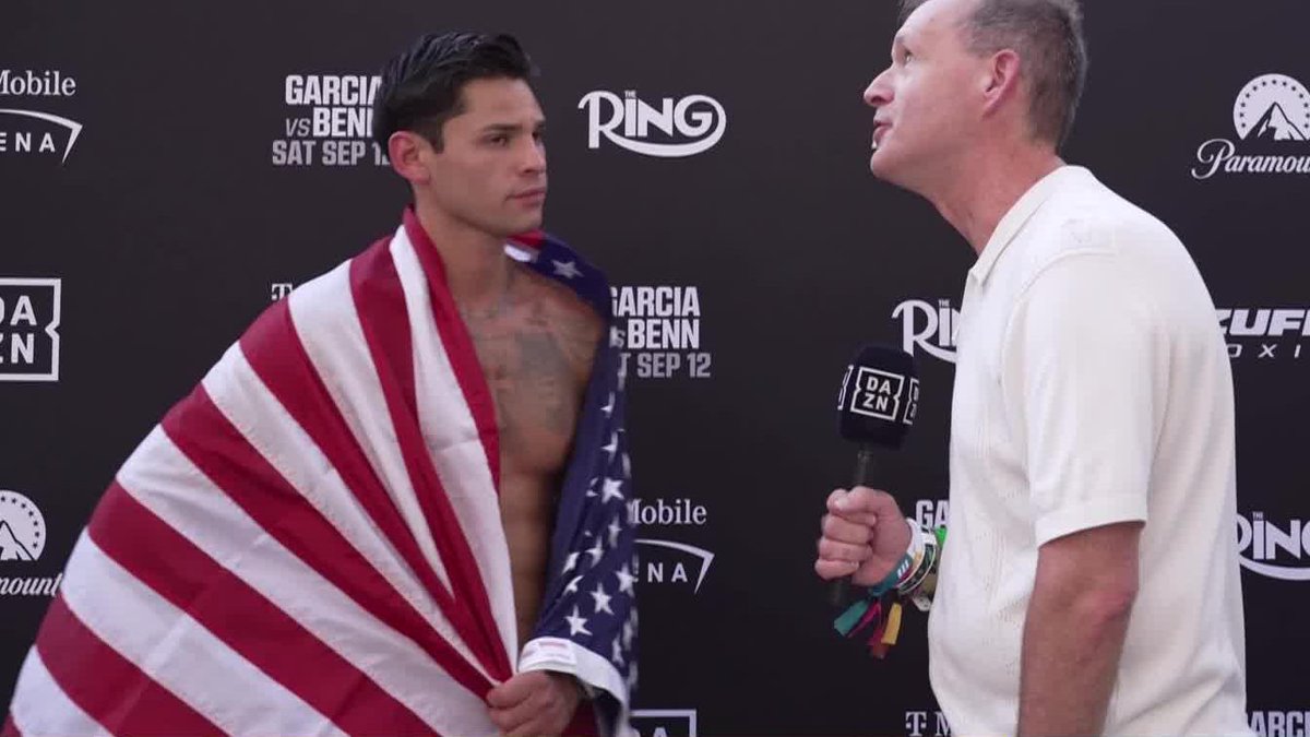 Ryan Garcia's INSTANT reaction after his face-off with Conor Benn! ✨ 🎟️ Buy #GarciaBenn at | Sept 12 | Live Exclusively on DAZN in UK & Ireland, plus other select territories | Ring Magazine ▪️