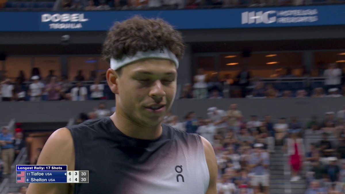 POINT OF THE MATCH SO FAR 😱 Frances Tiafoe and Ben Shelton are giving us a match to remember 🔥