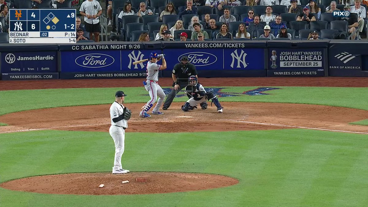 David Bednar gets Juan Soto to ground into a double play and the Yankees take the first game of the Subway Series!