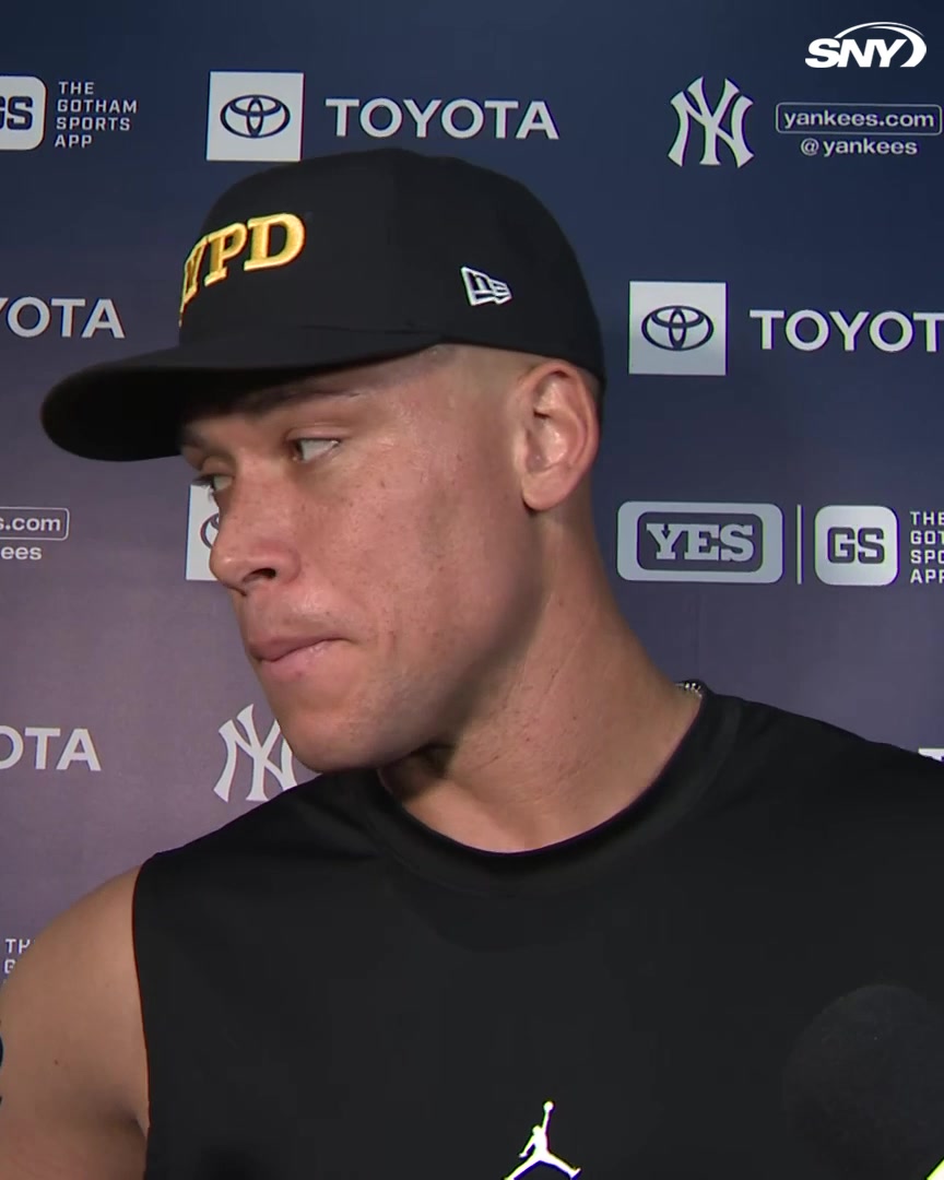 Aaron Judge says it was special to have both the Yankees and the Mets on the field during God Bless America tonight