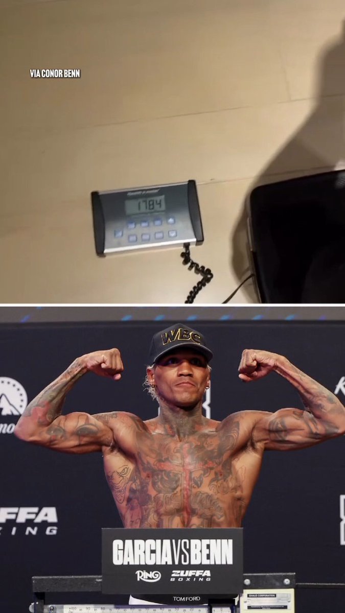 Conor Benn is nearly 180lbs just HOURS after weighing in at 146lbs 🤯 #GarciaBenn l Saturday in Las Vegas 🥊