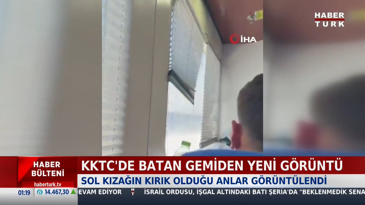 KKTC'de batan gemiden yeni görüntü Sol kızağın kırık olduğu anlar görüntülendi.