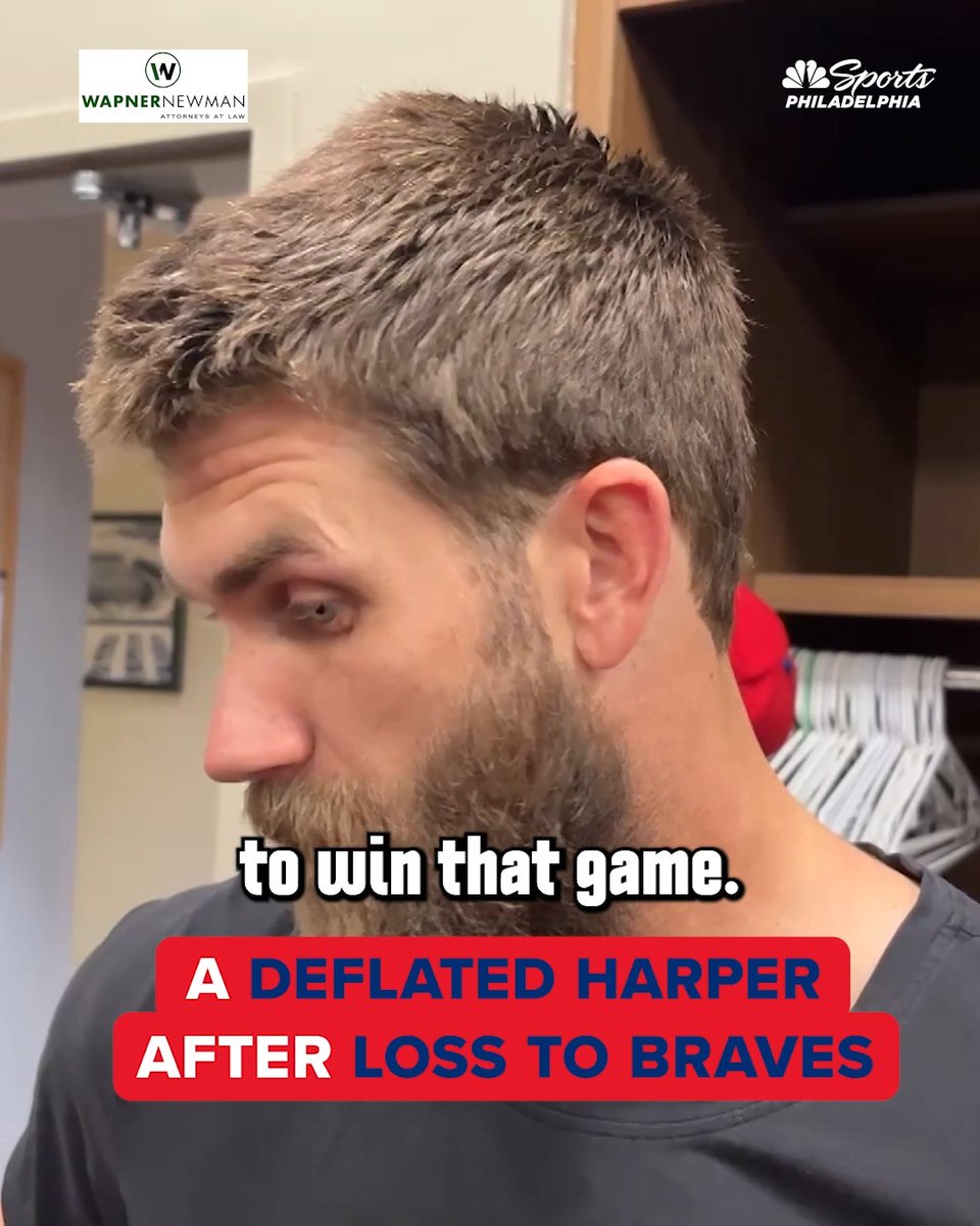 "Definitely thought we had a chance to win that game." Bryce Harper reflects on a frustrating Friday night as the Phillies squandered three late leads in Atlanta. | Wapner Newman