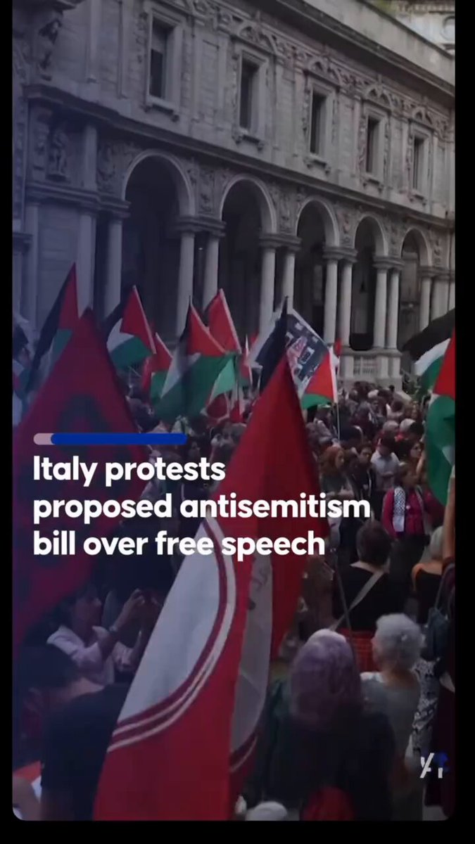 ITALY IS RISING UP. Across more than 40 cities, people have taken to the streets against Italy’s antisemitism bill — a measure critics say would write the IHRA definition into law and blur the line between hatred of Jews and criticism of the Israeli state. In Rome, protesters gathered outside parliament as the bill moved toward a final vote. Their message was simple and necessary: fighting antisemitism must never become an excuse to silence people who condemn Israel’s actions in Gaza. This is bigger than one demonstration. Across the world, the battle over who is allowed to speak, protest, and expose what is happening in Gaza is intensifying. You cannot legislate the truth into silence. You cannot criminalise conscience. And people are refusing to be intimidated. Criticism of a government is not hatred of a people. Anti-Zionism is not antisemitism. Solidarity with Palestinians is not a crime.🇮🇹🇵🇸