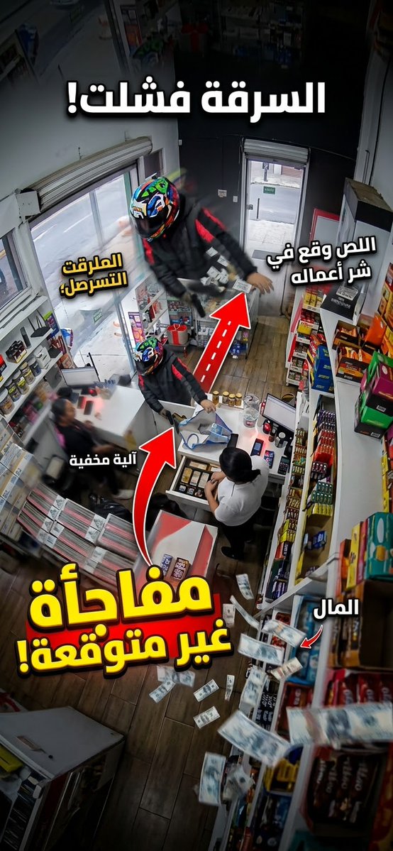 في البرازيل 🇧🇷، دخل لص إلى أحد السوبر ماركت بهدف سرقة الأموال، بينما حاولت فتاتان تعملان بالمكان تأخيره وكسب بعض الوقت على أمل وصول المساعدة. لكن اللص تمكن في النهاية من الاستيلاء على المال، واتجه مسرعًا نحو الباب معتقدًا أن عملية السرقة نجحت وأنه على وشك الهروب... إلا أن ما حدث عند خروجه قلب المشهد بالكامل 😳 فقد وقع في شر أعماله بطريقة لم تكن في حسبانه إطلاقًا! برأيكم... ماذا حدث له؟ 👀