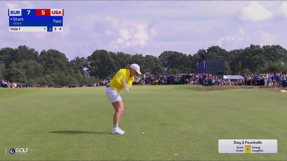 EAGLE TO START THE MATCH 🤯🔥 Maja Stark holes out to give Europe a quick 1UP lead in electric fashion 🇪🇺⚡️