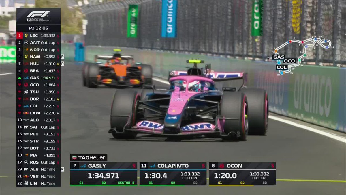 ¡Franco se puso por delante de Gasly! Colapinto bajó su tiempo a 1:34.957 y se ubicó arriba de Pierre en a última práctica. 📺 #SpanishGP | Toda la temporada de #F1 por #DisneyPlus Plan Premium