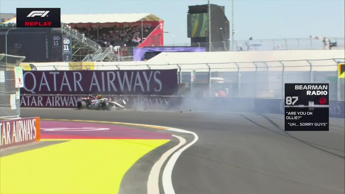 ¡LA FP3 TERMINA CON UNA BANDERA ROJA! Oliver Bearman chocó contra el muro en el final de la última práctica libre. 📺 #SpanishGP | Toda la temporada de #F1 por #DisneyPlus Plan Premium