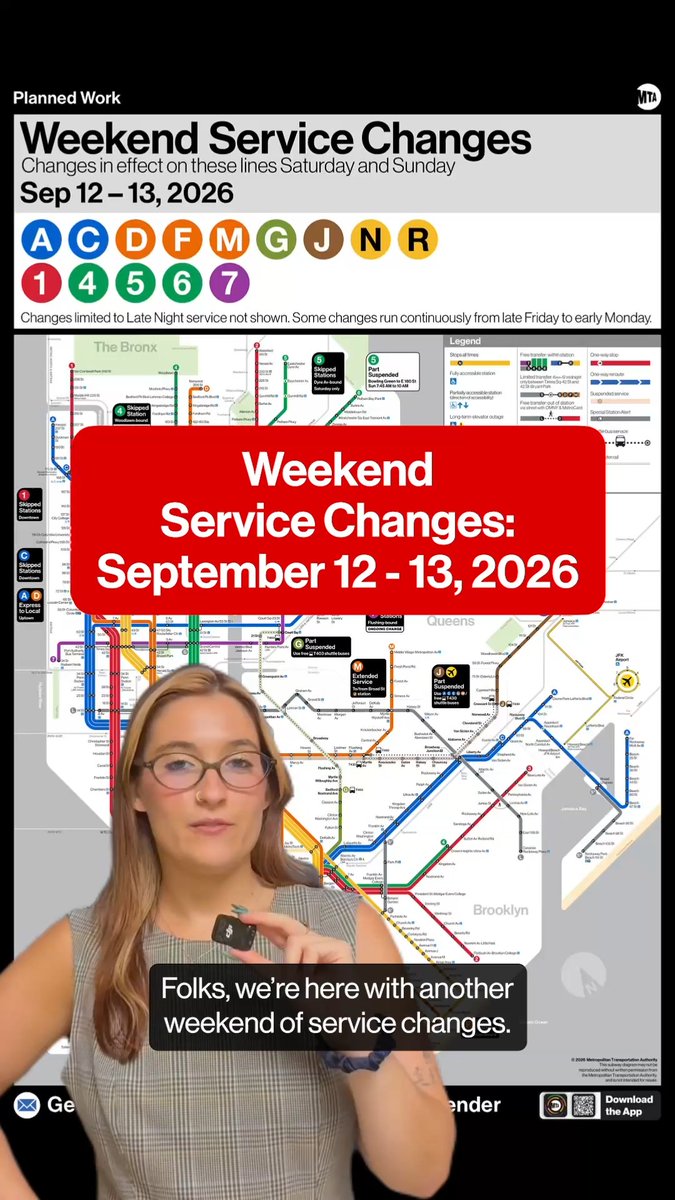 Happy Saturday, New York! Here's an overview of this weekend's planned service changes on the subway 🚇 More details and travel alternatives: