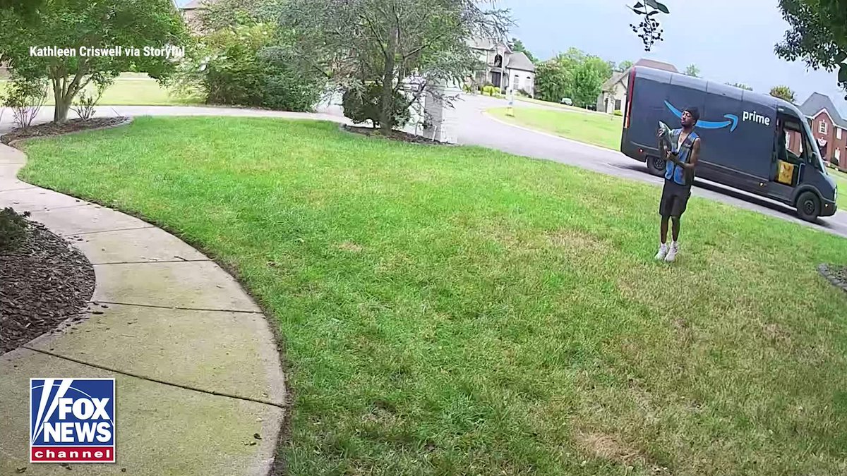 Surveillance video shows an Amazon delivery driver hurling a package at a home, then casually walking back to the delivery van. The homeowner said the loud impact made her think someone was trying to break into the house, startling both her and the dog. Amazon says it identified the driver and is taking appropriate action, calling the behavior "unacceptable."