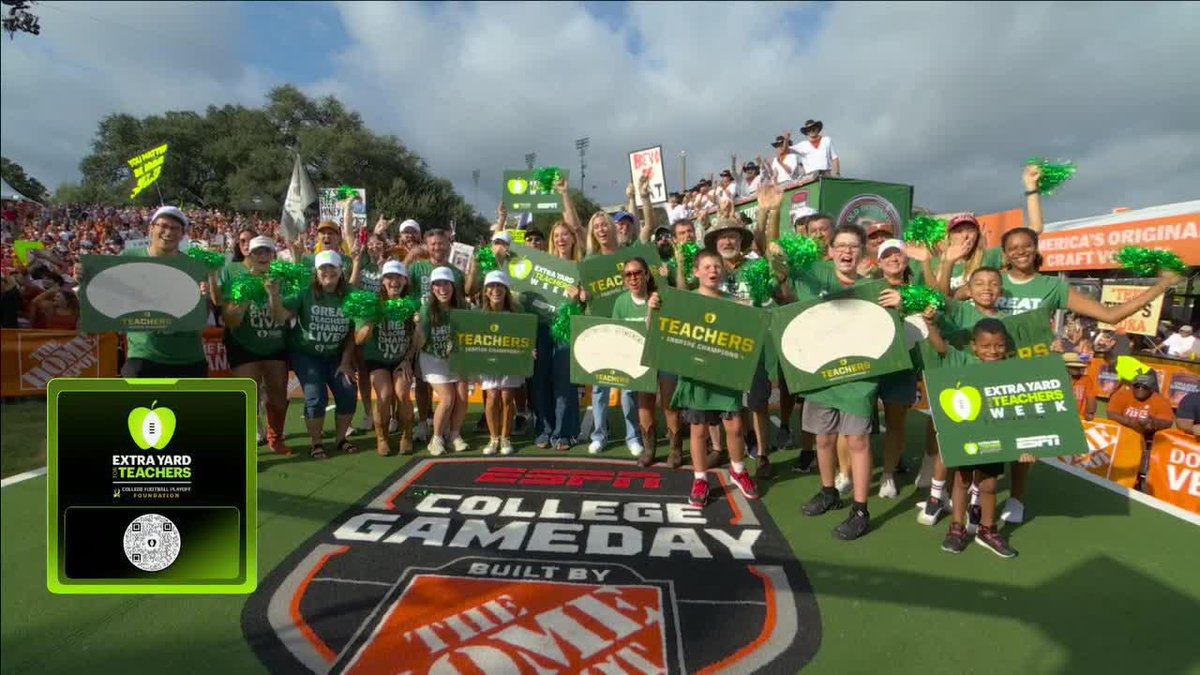 ESPN is proud to support the CFP Foundation's Extra Yard for Teachers Week, let us a know a teacher who has inspired you and tag College Football Playoff (CFP) Foundation 🙌