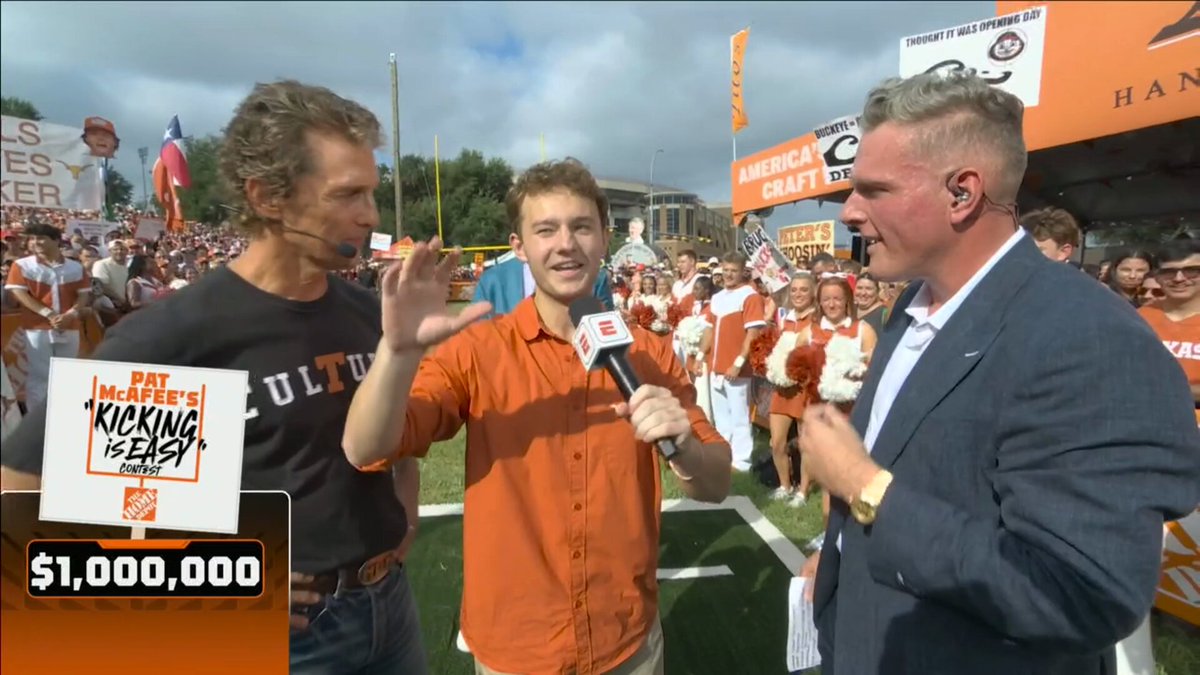 Connor has an ABSOLUTE leg, might be the best kick we've had! 💪 $600K to him and $600K to charity 💰 Pat McAfee | Kirk Herbstreit | Matthew McConaughey