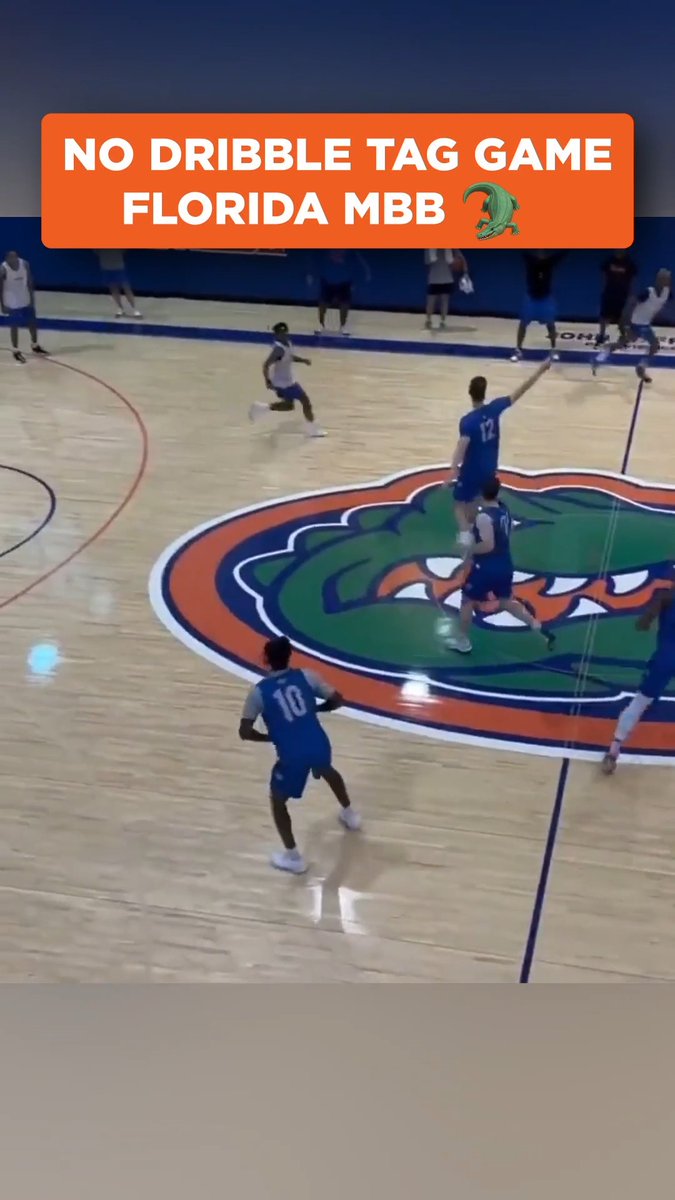 The Gators open practice with a game where the dribble doesn't exist. One minute. Offense tags as many defenders as possible. Ball movement only. Dick DeVenzio would have loved this. In STUFF Good Players Should Know, he wrote: "You can slow it down and set it up with a pass. You can get on balance without dribbling. You can think better when you DON'T have the ball and put more pressure on the defense, too." Take the dribble away and there's nowhere to hide. You can't pound the ball while you decide. You have to catch on balance, see the floor early, and talk — because the ball can only move as fast as your teammates know where you're going. DeVenzio called go-nowhere dribbles "P-dribbles" and warned that every needless bounce means fewer perfectly timed passes and fewer teammates willing to cut. Florida's tag game trains the opposite habit: the ball never stops, so the players never stop. The dribble is a tool. For most players, it's a crutch. What would your game look like if you couldn't dribble for one full minute?