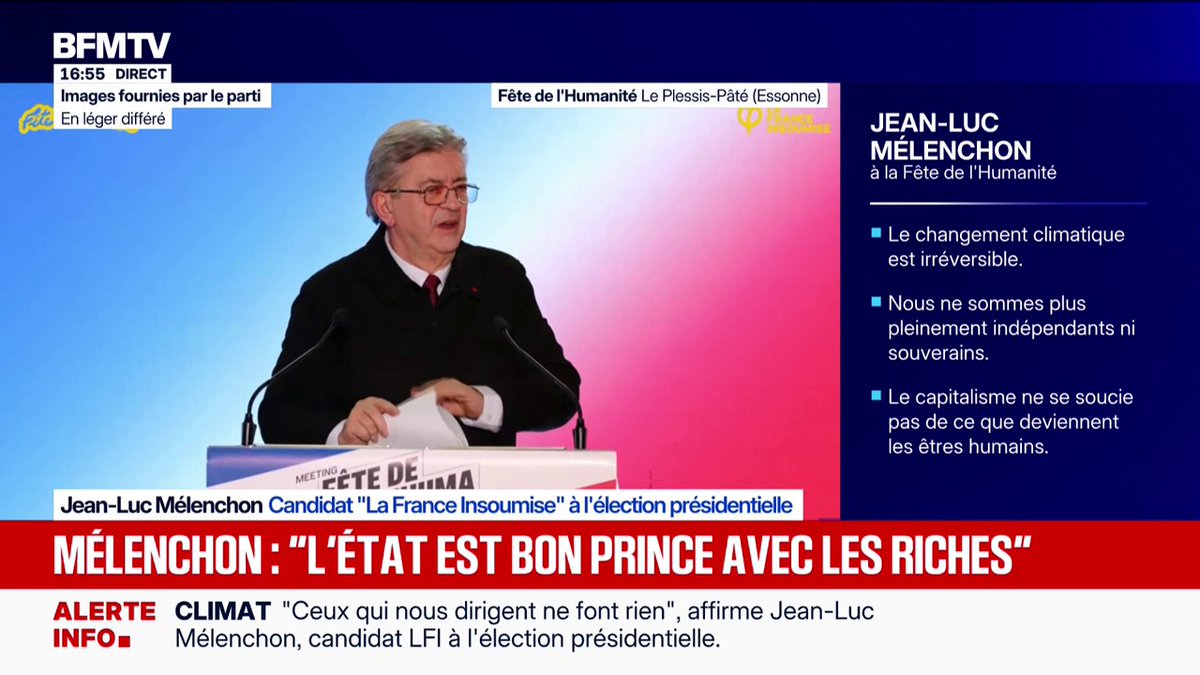 Pouvoir d'achat: Jean-Luc Mélenchon, candidat "La France insoumise" à la présidentielle veut mettre en place "l'échelle mobile des salaires. Ça veut dire qu'on ajuste les salaires sur le niveau d'augmentation de la cherté de la vie"