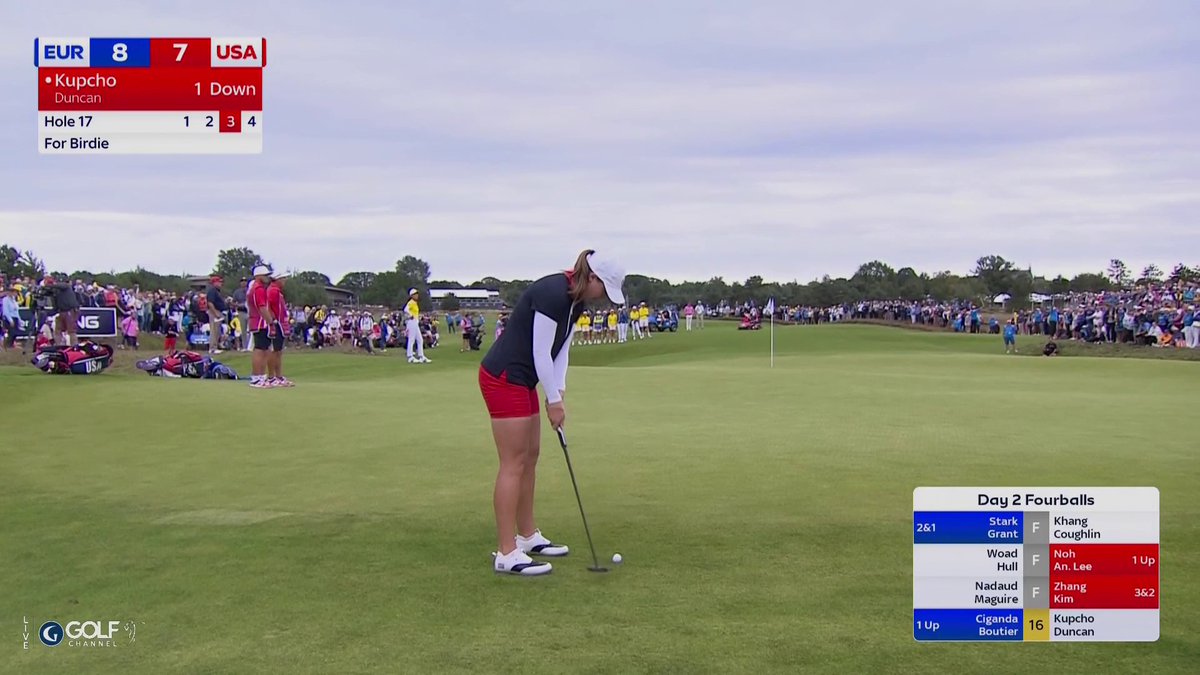 91 FEET!! ABSOLUTE SOLHEIM MADNESS 🇺🇸🔥 Jennifer Kupcho buries a ridiculous birdie putt and we're TIED heading to 18 🤯