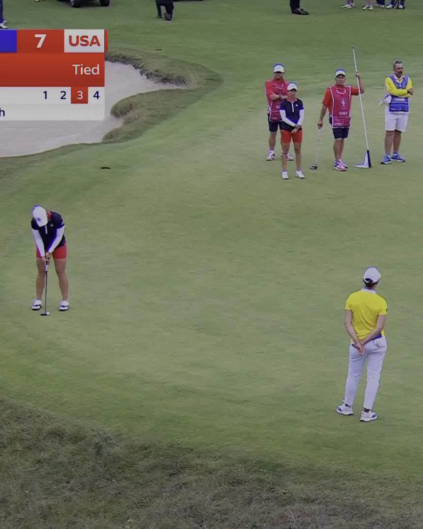 JENNIFER KUPCHO DOES IT AGAIN‼️ SHE ROLLS ANOTHER LONG BIRDIE ON THE 18TH TO WIN THE MATCH FOR THE U.S.! 🇺🇸