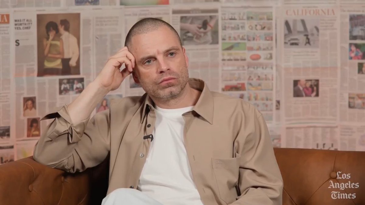 Sebastian Stan (bald) when asked about making big movies he can’t talk about like ‘Avengers: Doomsday’ and ‘THE BATMAN: PART 2’. (via