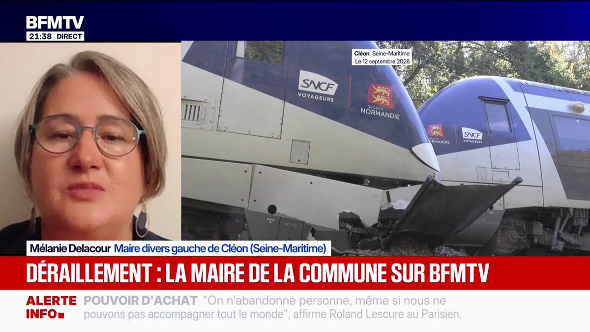 Déraillement d'un train en Normandie: "Certains disaient qu'ils ne prendraient plus jamais le train, c'est logique", constate Mélanie Delacour, maire divers gauche de Cléon