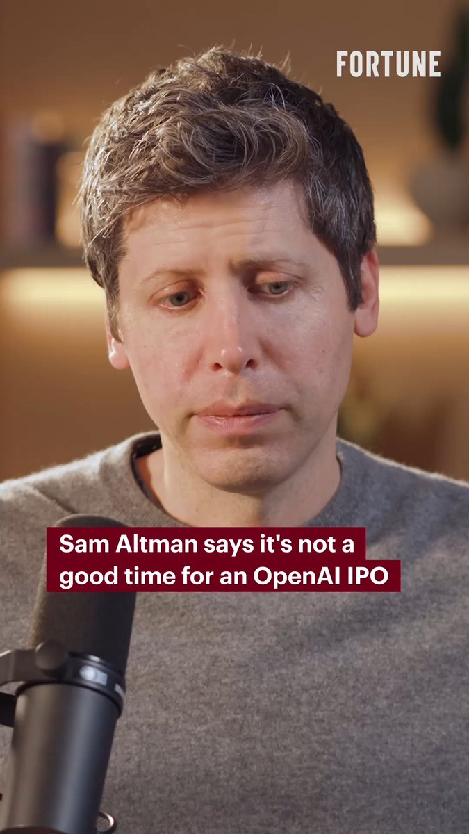 “Right now would be an ill-advised moment to go public.” OpenAI CEO Sam Altman confirmed to Alyson Shontell that his company won't go public this year.