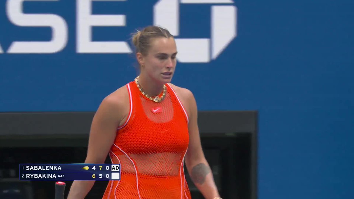Aryna Sabalenka saves break point and holds to start the third set!