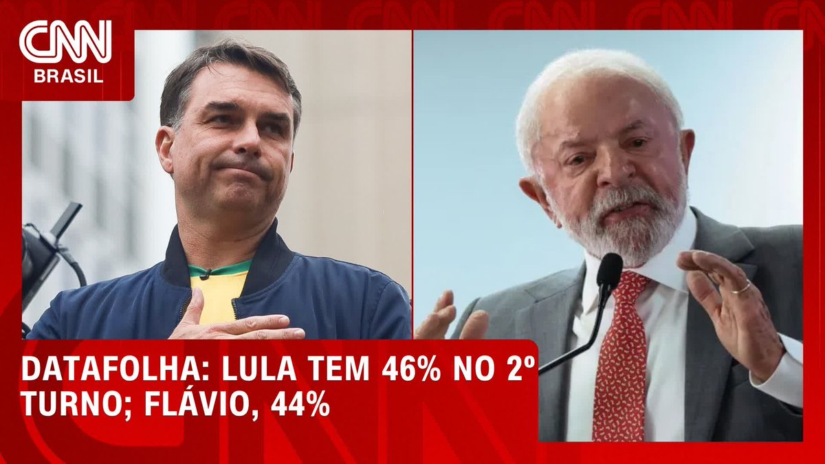 Datafolha: Lula tem 46% no 2º turno; Flávio, 44%; assista #CNNAgora