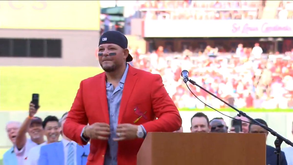 Yadier Molina was inducted into the St. Louis Cardinals Hall of Fame today. He accepted this honor as only Yadi could!