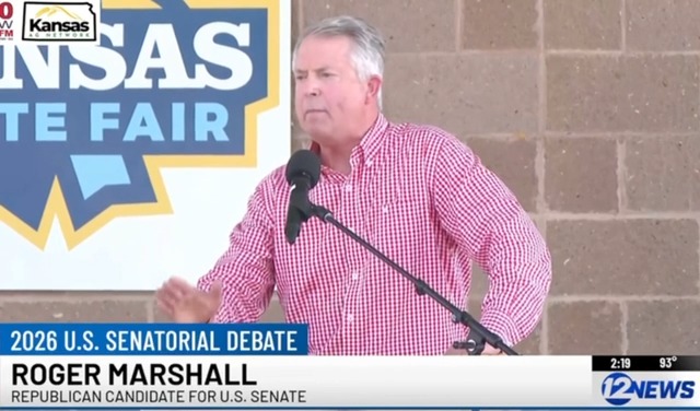 Crowd chants "Shame on you!" at Sen. Roger Marshall for his medical debt collection practice that experts called "extreme" and "unbelievably aggressive." Sen. Marshall, who is up for reelection this year, had 81 of his former patients arrested for struggling to pay their medical bills.