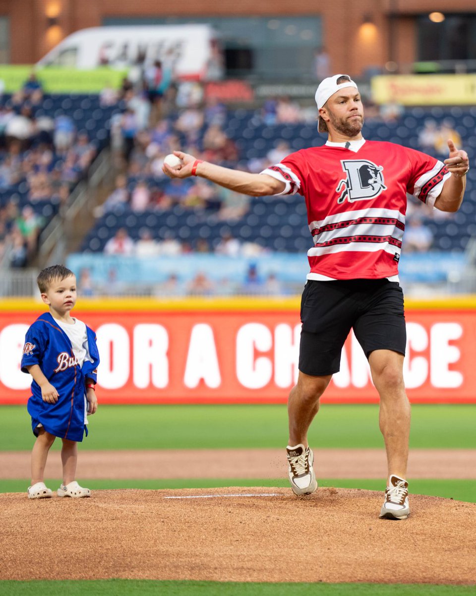 Nothing cuter than a father-son first pitch 🥹 #Canes | Durham Bulls