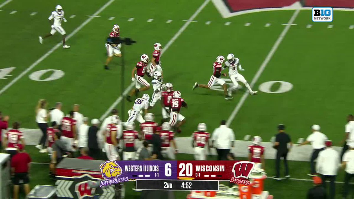 Nice return 🏃 Wisconsin Football KR Nate Palmer brings it back to midfield. Watch on Big Ten Network