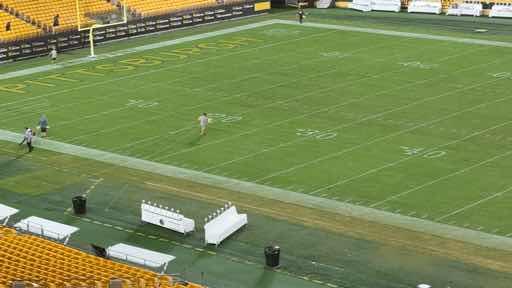 Considering how much and how long it rained, the Acrisure Stadium field seemed to hold up pretty well #Steelers