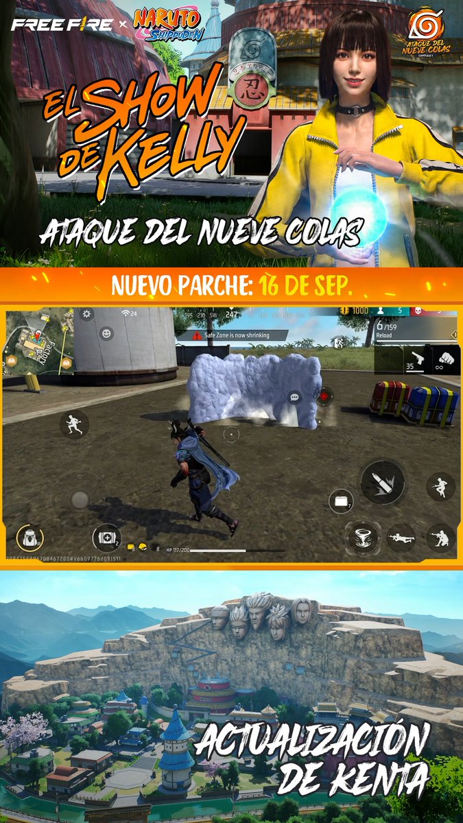 ¡¿Qué onda, sobrevivientes?! ¡El mundo ninja está de regreso! Vuelve a la Aldea Oculta de la Hoja, desata tus jutsu favoritos y únete a Hinata en la colaboración con NARUTO SHIPPUDEN. #FreeFire #FFxNARUTOSHIPPUDEN #Naruto #Hinata #NarutoShippuden