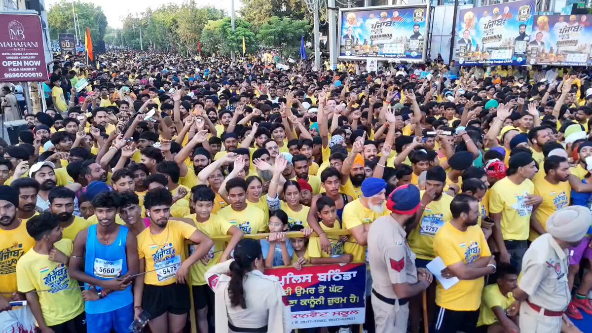 A Record Youth Turnout in the Badals’ Home Turf Against the Drug Menace ! 20,000 Voices. One Message: Punjab Says No to Drugs. A record 20,000 youth and athletes came together in Bathinda for Youth Run Punjab 2026, united by one message: say no to drugs and spread awareness among those around us. Under the Mann Government’s #YudhNasheVirudh campaign, the run turned into a powerful movement of young Punjabis choosing sports, fitness and a drug-free future.