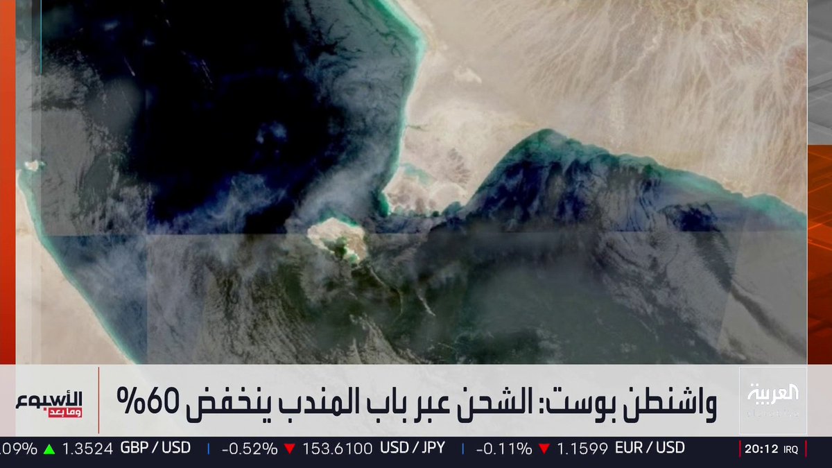 الصحفي في شبكة العربية عبدالجليل مسعي: تصريحات الحوثي بشأن عدم تهديد الملاحة محاولة لربح الوقت.. والمليشيا تحتاج إلى جلب أعداد كبيرة من عناصرها والسيطرة على المناطق الجبلية لتثبيت موقفها.. والمذيع في العربية بيزنس عبادة اللدن: إيران كانت تحت ضغط كبير بسبب الحصار وردت عبر باب المندب.. والصحفي في شبكة العربية وسام كيروز: تهديد الملاحة في باب المندب سيضغط على أسواق النفط وهو ما يؤثر على الانتخابات النصفية