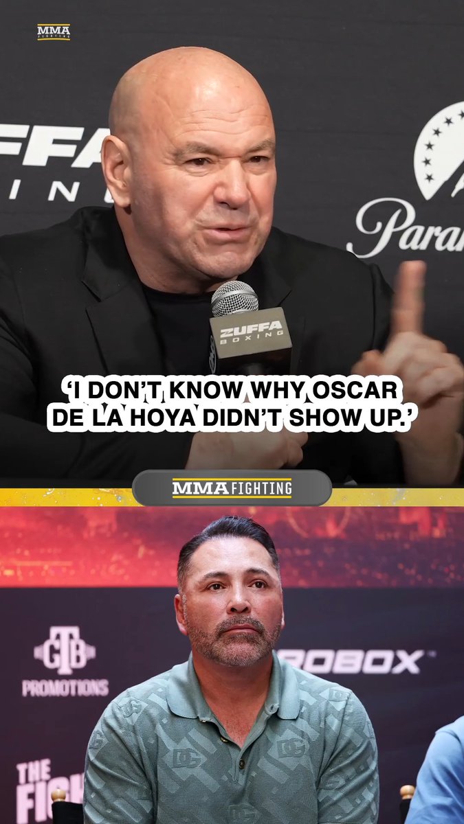 Dana White has no idea why Oscar De La Hoya didn't show up to Ryan Garcia's fight against Conor Benn: "I would never disrespect him and say, 'If he shows up, we'll treat him like sh*t.'"