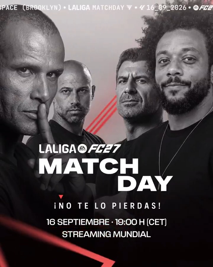 ⏳️ La cuenta atrás ha comenzado. 🌟 Leyendas y creadores vuelven a verse las caras en la ciudad que nunca duerme. ⚽ Un partido. Dos mundos. Un escenario global. Transforming The Game. 📺 #LALIGAEASPORTSFC27MATCHDAY