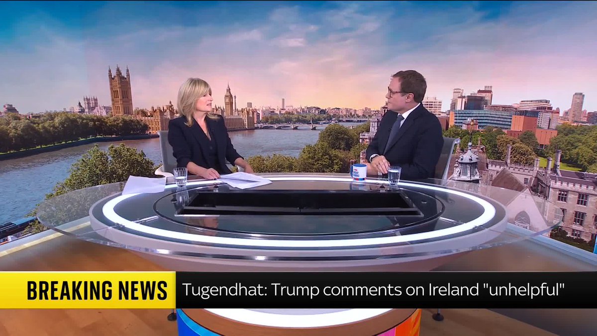 🗣️ 'It's a shame that he [Donald Trump] is playing games.' Shadow foreign secretary Tom Tugendhat says Trump's comments over the reunification of Ireland are 'unhelpful' and 'not quite what we expect allies to be into playing with'.