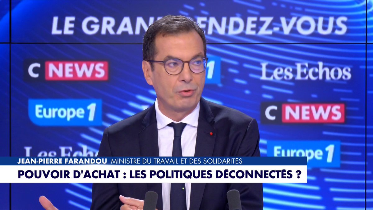 Jean-Pierre Farandou, ministre du Travail et des Solidarités : «Il n'y a plus d'argent magique [...] Il est normal de rechercher à faire des économies», dans #LeGrandRDV Toute l'info est à retrouver sur