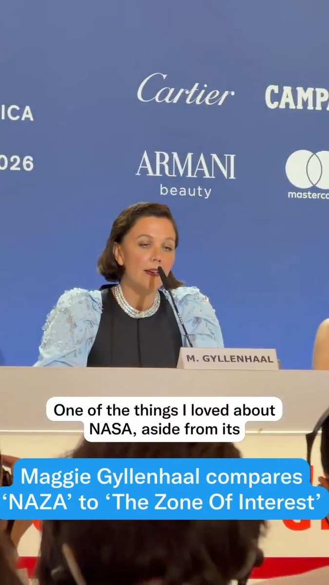 Actress Maggie Gyllenhaal, speaking at the Venice Film Festival, compares the new film "NAZA," about Israel's conduct during the war with Hamas, to a movie about the Holocaust. Specifically, to "The Zone of Interest," which shows the idyllic family life of a Nazi official who lived right next to Auschwitz. That movie shows Nazi officials uncaringly going about their lives as they gas millions of defenseless men, women, and children, steal the possessions of the dead, and rape inmates. She's comparing the most industrialized genocide in history, waged to wipe Jews off the planet, to a war Hamas started by kidnapping, murdering, and raping Israeli civilians. It doesn't just erase Hamas's role in starting the war. It distorts the history of the Holocaust and disgraces the memory of 6 million Jews.
