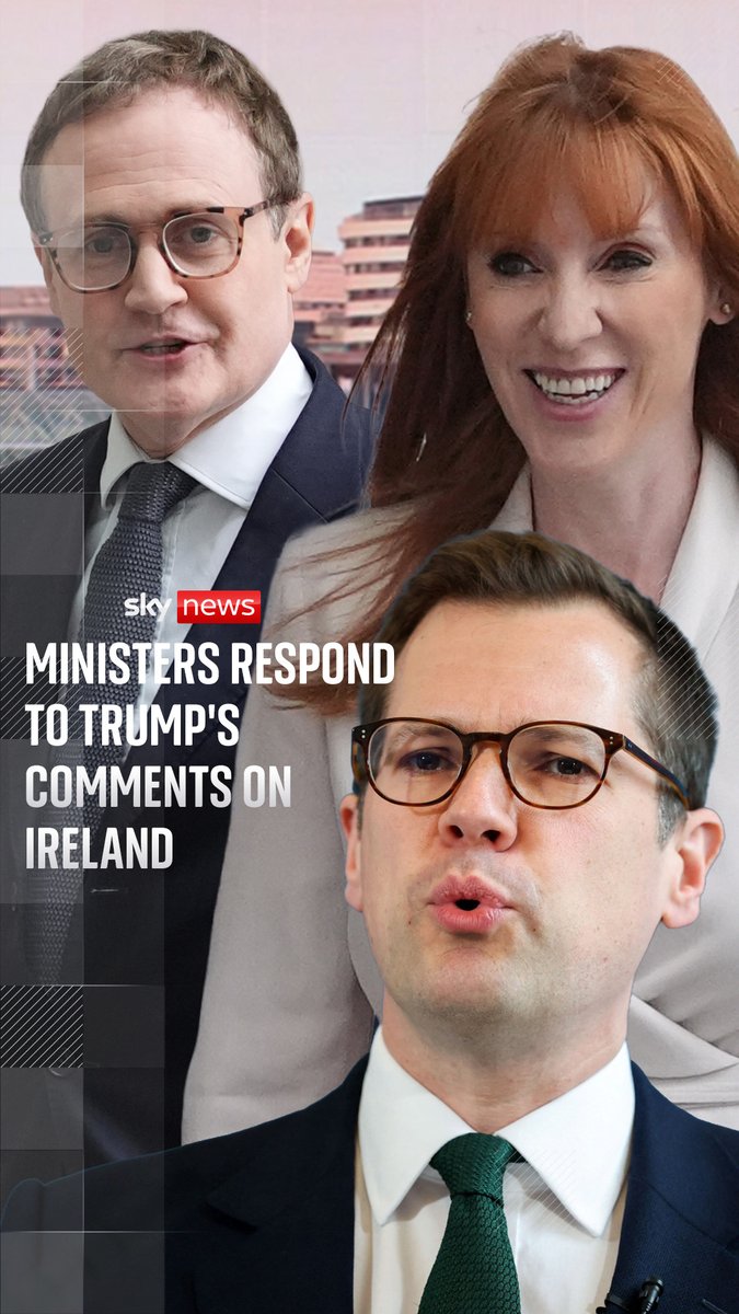 Angela Rayner, Robert Jenrick and Tom Tugendhat have responded to the US president's comments about Irish reunification. While visiting Ireland, Donald Trump said numerous times that reunification would be 'a great thing'. 🔗