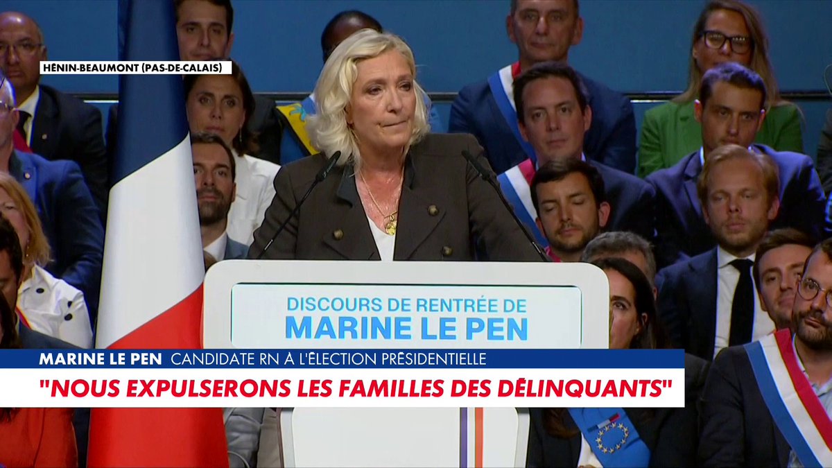 Marine Le Pen : «Nous organiserons l’expulsion des familles de délinquants des HLM» Toute l'info est à retrouver sur