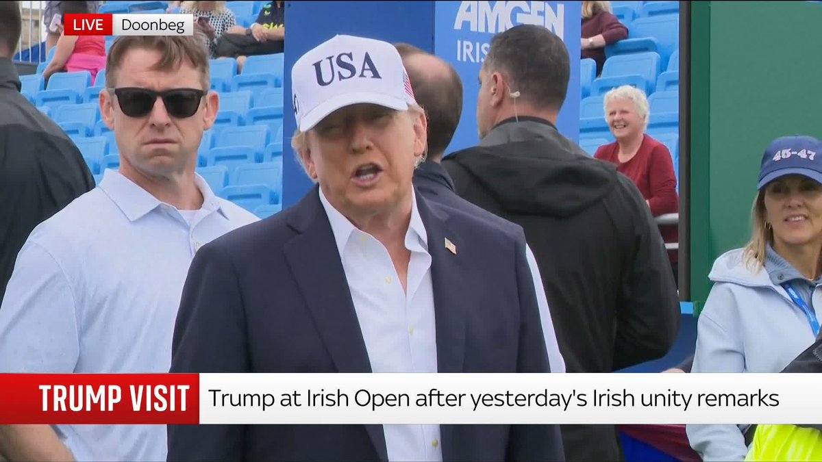 Donald Trump says he has got 'so much support' after he called for the reunification of Ireland. The US president once again told reporters that he thought it was a 'natural' thing to do, but multiple UK politicians have told Sky News the comments were wrong.