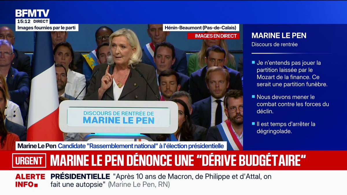 Marine Le Pen, candidate "Rassemblement national" à la présidentielle: "Avec nous, les Français (...) seront prioritaires chez eux"