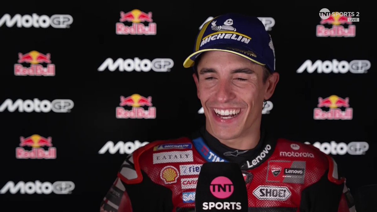 "When I saw Bezzecchi crash I relaxed too much" 😅 Marc admits the early laps were a bit nerve-racking for his 🎙️ #MotoGP | #SanMarinoGP | Live on TNT Sports and HBO Max