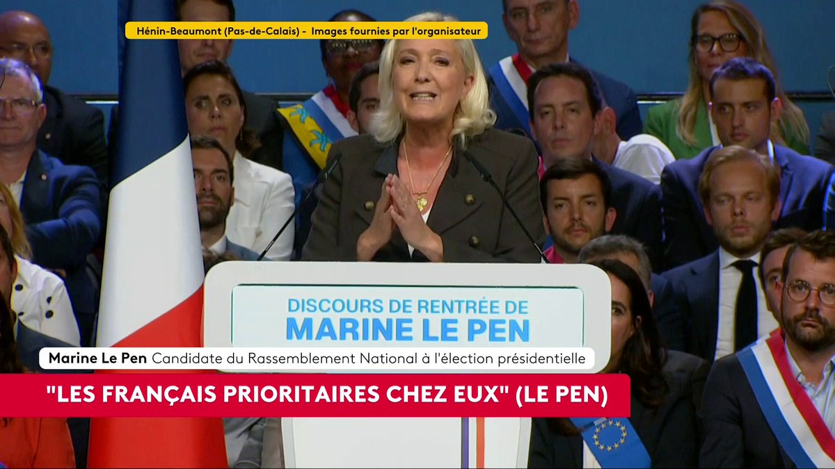 🗣️ "Le logement sera au cœur de mon combat présidentiel et, si je suis élue, ce sera un grand chantier [de mon mandat]", assure Marine Le Pen, candidate du RN à la présidentielle. #canal16