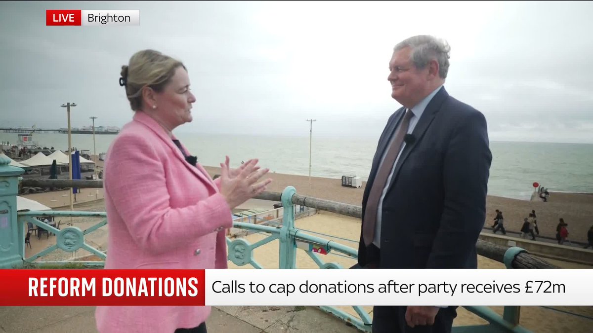 "We need to make sure our democracy can't be bought." Unite's general secretary Sharon Graham tells @JonCraig it is "wrong" that two crypto billionaires have donated a combined £72m to Reform UK - and defends her union's past donations to Labour. Latest: